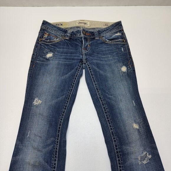 MEK DNM Frisco Bootcut Distressed Denim Jeans W25 x 32L Handcrafted Cotton Blend - Picture 3 of 10
